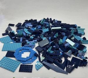 Lego 1000+ Blue Pieces Bricks Plates Friends 1lb Teal Dark Blue Azure Plates MOC - Picture 1 of 13