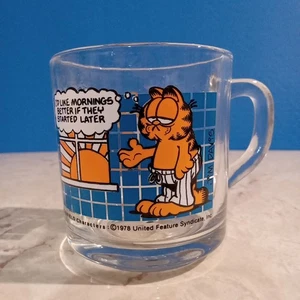 Taza de café de vidrio McDonalds Garfield 1978 vintage Jim Davis coleccionable M - Imagen 1 de 7