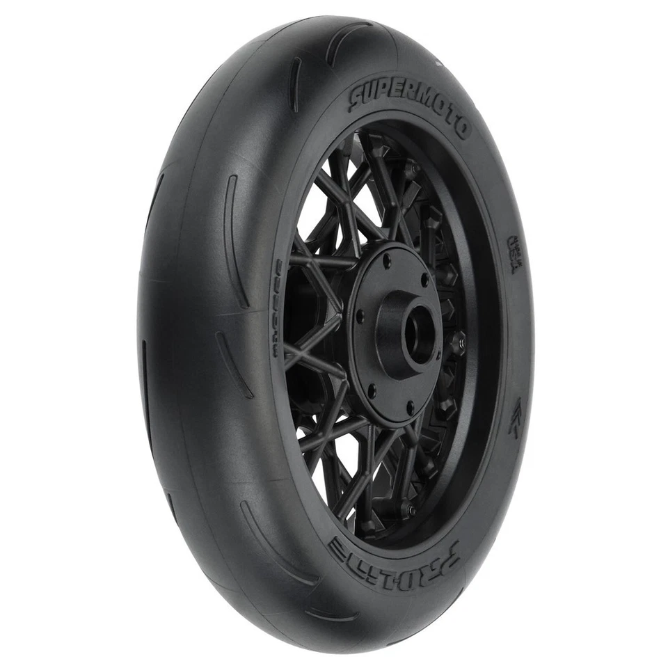 Pro-Line 1/4 Supermoto Tire Front MTD Black Wheel: PM-MX - PRO10222-10 - Image 1 of 1