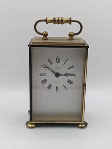 Vintage Seiko Messing Kutschenuhr batteriebetrieben ungeprüft A93 P812 - Bild 1 von 8