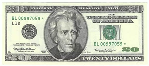 199 $20 Small Size Federal Reserve Star Note - Picture 1 of 2