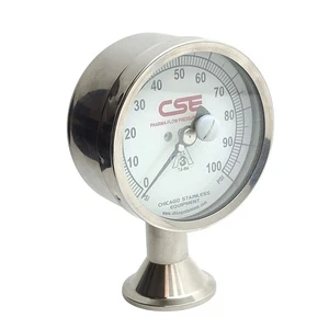 Chicago Stainless 3P-D-15U-NF-BT-3GL Pharma-Flow Gauge 0-100psi 1-1/2in Triclamp - Picture 1 of 7