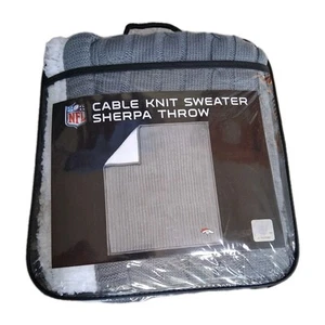 Denver Broncos Zopfmuster Pullover Sherpa Überwurf Decke weich NFL Lizenziert Neu - Bild 1 von 9