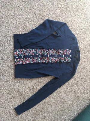 J.CREW Women's Ruffled Cardigan Sweater Floral Navy Size XS Cottage Core  - Image 1 of 4