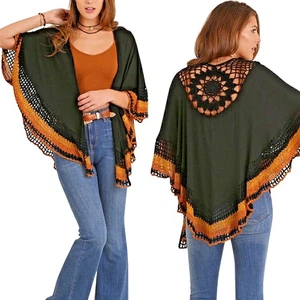 Umgee Top Size S M Cottage Drape Cardigan Poncho Shawl Womens Bohemian Duster - Picture 1 of 4