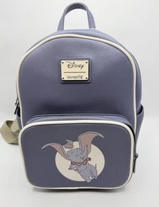 Disney Loungefly Dumbo Backpack Small 12 Inches Blue Faux Leather - Picture 1 of 11