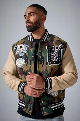 JORDAN CRAIG LIFE OF VICE VARSITY JACKET (VINTAGE CAMO) - Image 1 of 4
