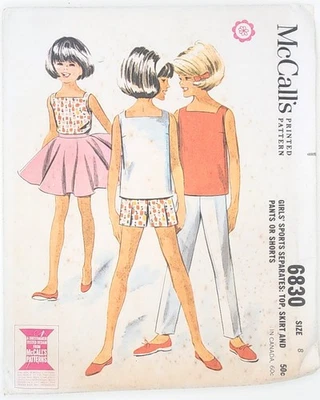 Vintage 1963 Sewing Pattern McCall's 6830 Girls Top, Skirt, Pants, Shorts size 8 - Image 1 of 4