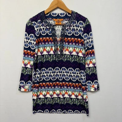 Tory Burch Women 100% Silk 3/4 Sleeve Blouse Top Tunic Shirt Size Small D051 -9 - Image 1 of 4