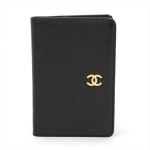 Estuche para tarjetas Chanel Coco botón de cuero negro dorado accesorios de metal 5XXXXXX sello dete - Imagen 1 de 8