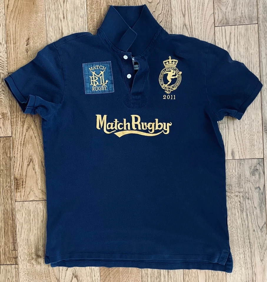 Camisa de Rugby Ralph Lauren Vintage 2011 Ligeramente Desteñida Envejecida SS # 4 XL Foto 1 de 4