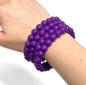 4 x Pulsera de Cuentas Púrpura Años 80 Elegante Vestido Cuentas Disfraz Años 80 Accesorio Neón Rave - Imagen 1 de 3