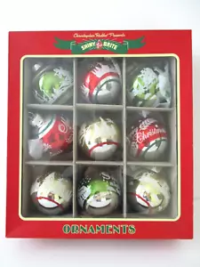 Radko Shiny Brite Blown Glass Flocked Ornaments Set of 9 New - Picture 1 of 6