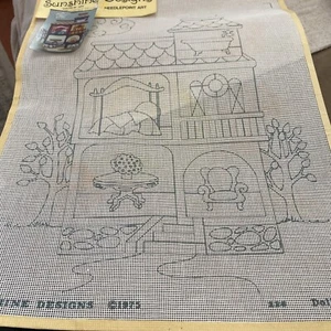 Vintage Sunshine Designs Needlepoint Canvas Dollhouse Art Color In Big - Picture 1 of 2