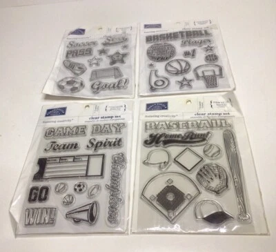 Наборы прозрачных спортивных марок Karen Foster Design день игры баскетбол бейсбол футбол - Изображение 1 из 4