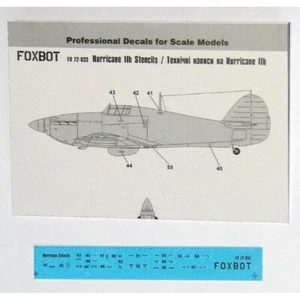 Decals Stencils for Hawker Hurricane for scale mode FOXBOT 72-033 Scale 1:72 - Picture 1 of 24