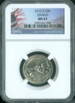 2012 S CHACO PARKS QUARTER NGC MS67 . - Image 1 of 2
