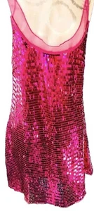 FREE PEOPLE Sexy Slinky Hot Pink Pailletten Tank Kleid M-L - Bild 1 von 5