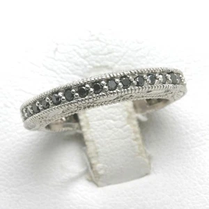 NEW 14k white gold BLACK DIAMOND eternity band engraved 3/4 carat - Picture 1 of 5