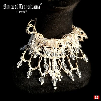 Gargantilla Joyería Mujer Collar Blanco Collier Macramé Bordado Collar Cristales Foto 1 de 4