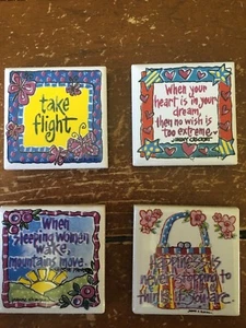 Juego de 4 imanes de azulejos ""Inspiratorios"" NUEVOS - muy bonitos - 1,75 x 1,75 pulgadas - Imagen 1 de 1