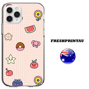 Case Cover Silicone Cute Kawaii Bears Cherry Pink Grid Watermelon Donut Star Yay