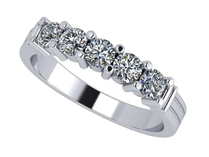 5 Stone Shared Prong Ring Pure Brilliance Zirconia Sterling Silver or 10K Gold - Picture 1 of 22