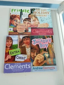 Lot of 4 Books by Andrew Clements: Frindle Extra Credit Janitor's Boy Concert - Picture 1 of 5