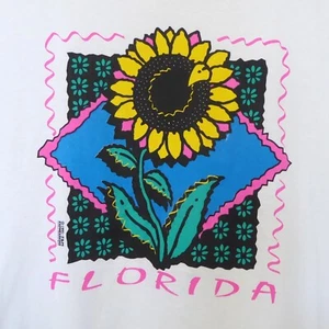 1990s Vintage Florida sunflower colorful graphic t shirt women's size XL - Picture 1 of 9