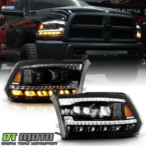 2009-2018 Dodge Ram 1500 Black Full LED Triple Projector Headlights Headlamps - Picture 1 of 16