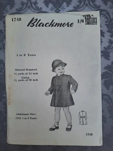 50s Blackmore Paper Sewing Dress Pattern Boys Coat 4 - 6 yrs - Picture 1 of 2