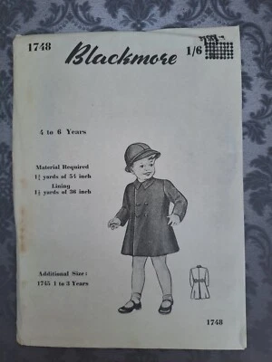 50s Blackmore Paper Sewing Dress Pattern Boys Coat  4 - 6 yrs   - Image 1 of 2