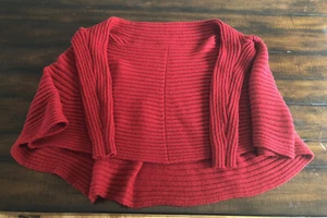 Womens Red Alpaca Warehouse Shoulder Wrap Poncho Shawl NO HEADHOLE 25" X 25" - Picture 1 of 11
