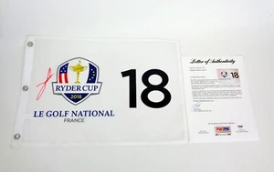 Jon Rahm Team Europe 2018 Ryder Cup Signed Autograph Flag PSA/DNA COA - Picture 1 of 3