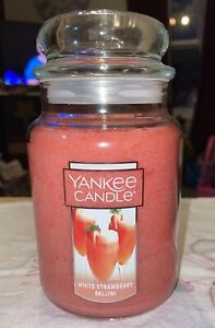 Yankee Candle White  Strawberry Bellini  Large Jar 22Oz Pink New