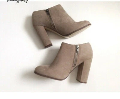 Mix No. 6 botines Feriniel tostados para mujer talla 7 gamuza tacón bloque usados en excelente estado Foto 1 de 4