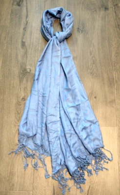 Lightweight Rectangle Accent Bijoux Terner Scarf Sky Blue Solid Fringe 80x32" - Image 1 of 4