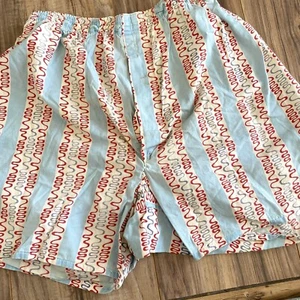 VINTAGE 50s 60s FRUIT OF THE LOOM SQIGGLE LINE SHORTS USA BOXER Shorts Mens - Picture 1 of 8