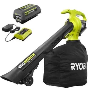 RYOBI 40V Vac Attack Cordless Leaf Vacuum/Mulcher with 5.0 Ah Battery & Charger - Picture 1 of 8