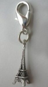 NEW Diva Dog Jewelry Gift Dog Collar Charm Lobster Clasp Eiffel Tower - SILVER
