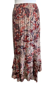 Vintage Coldwater Creek Whimsy Batik Blumen Stufen Boho Maxirock Damen XL - Bild 1 von 7