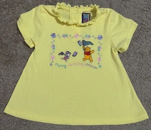 Vintage Disney Winnie The Pooh Piglet yellow embroidered Shirt sz 5/6 - Picture 1 of 4