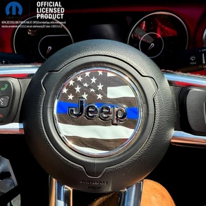 Jeep Wrangler JK Steering Wheel Thin Blue Line American Flag Decal 2007-2017 - Picture 1 of 6