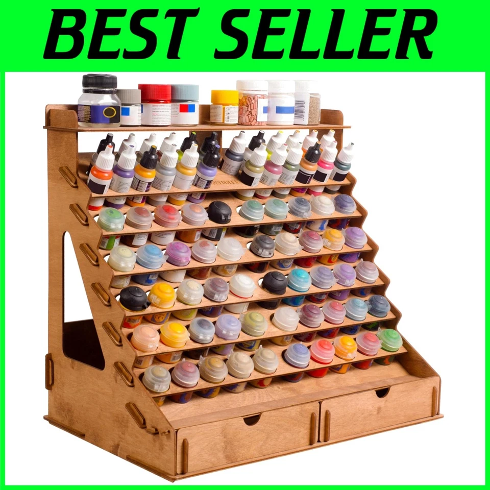 Wooden Paint Organizer - Vallejo Citadel Tamiya - 74 Holes - Image 1 of 4