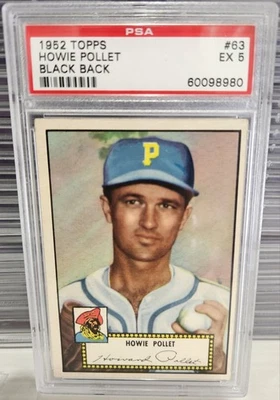 1952 Topps Howie Pollet Black Back #63 PSA 5 POP 96 Pirates - Image 1 of 2