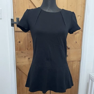 Laura Ashley Black Top Peplum Fitted Occasion Goth Grunge Chic UK 10 Halloween - Image 1 of 4