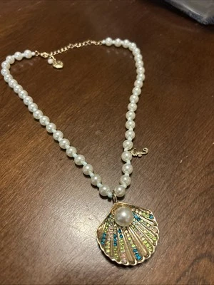 Betsey Johnson Cruise Control Faux Pearl Seashell & Seahorse Pendant Necklace - Image 1 of 4