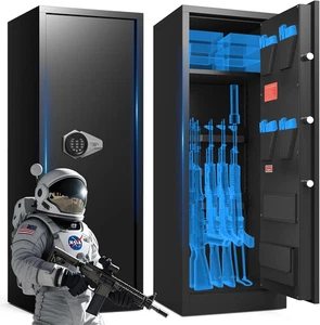 Gabinete armas 10 14 Rifles Pistolas Estante Ajustable Seguro Alarma Doble Silencio - Imagen 1 de 12