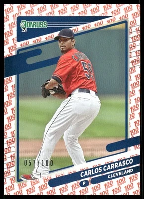 2021 Donruss One Hundred #91 Carlos Carrasco /100 - BB - Image 1 of 2
