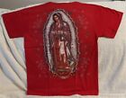 T-SHIRT ROUGE OUR LADY OF GUADALUPE NOSTRA REYNA VIRGIN MARY PRAY RELIGION